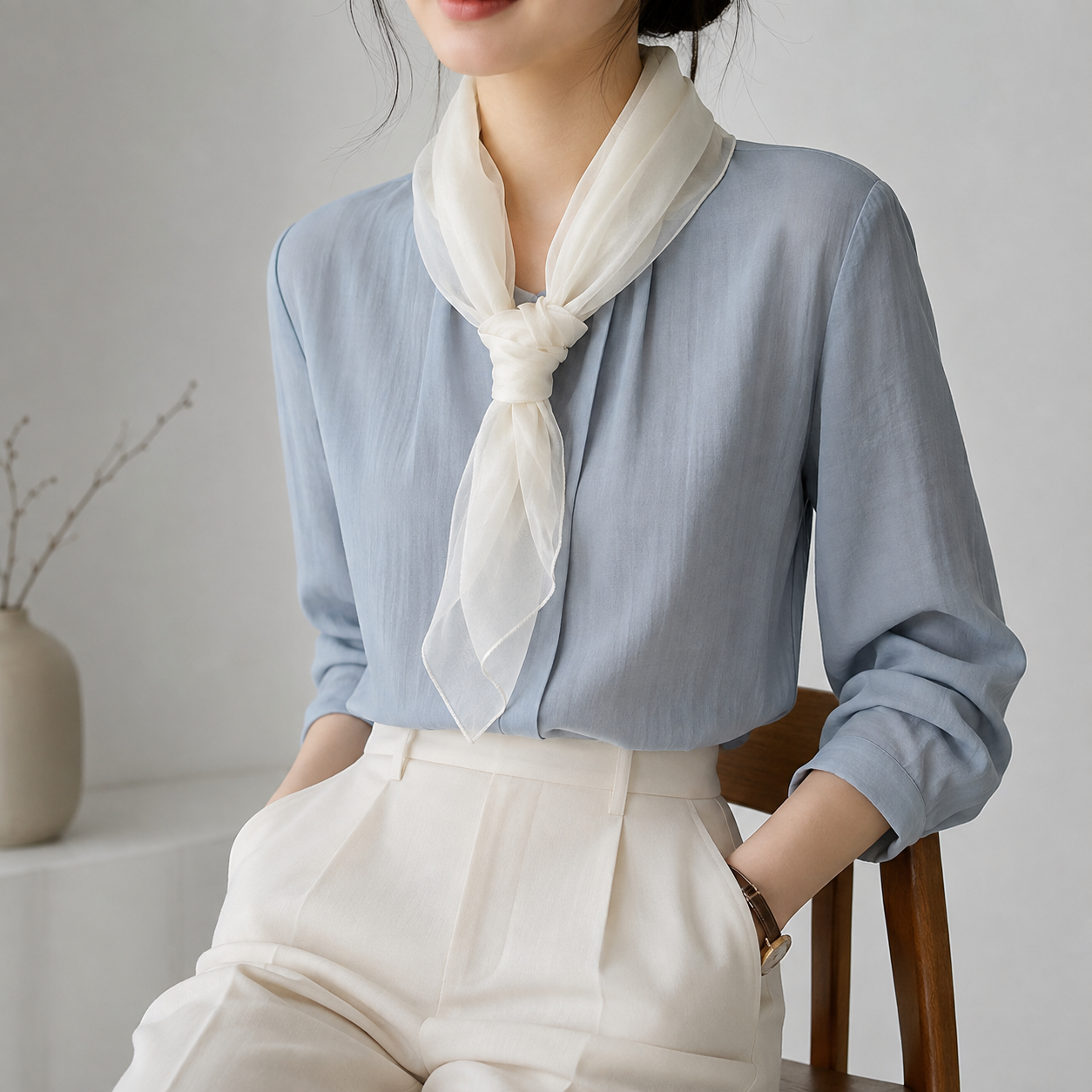 Silk scarf plain