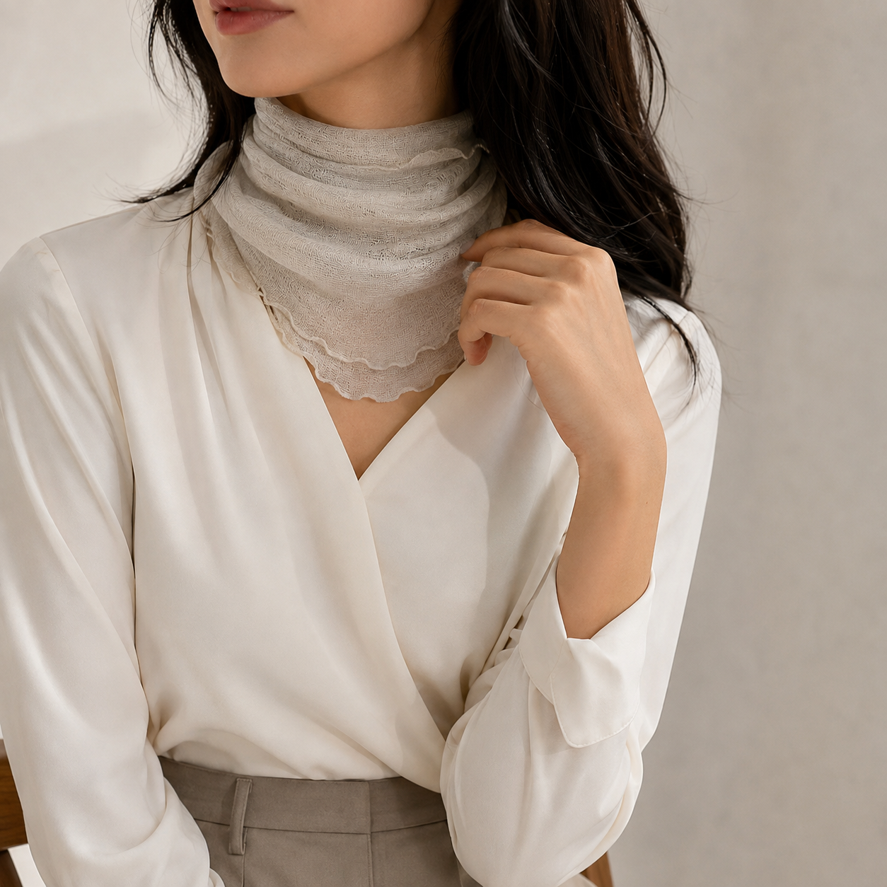 Silk neck neck warmer