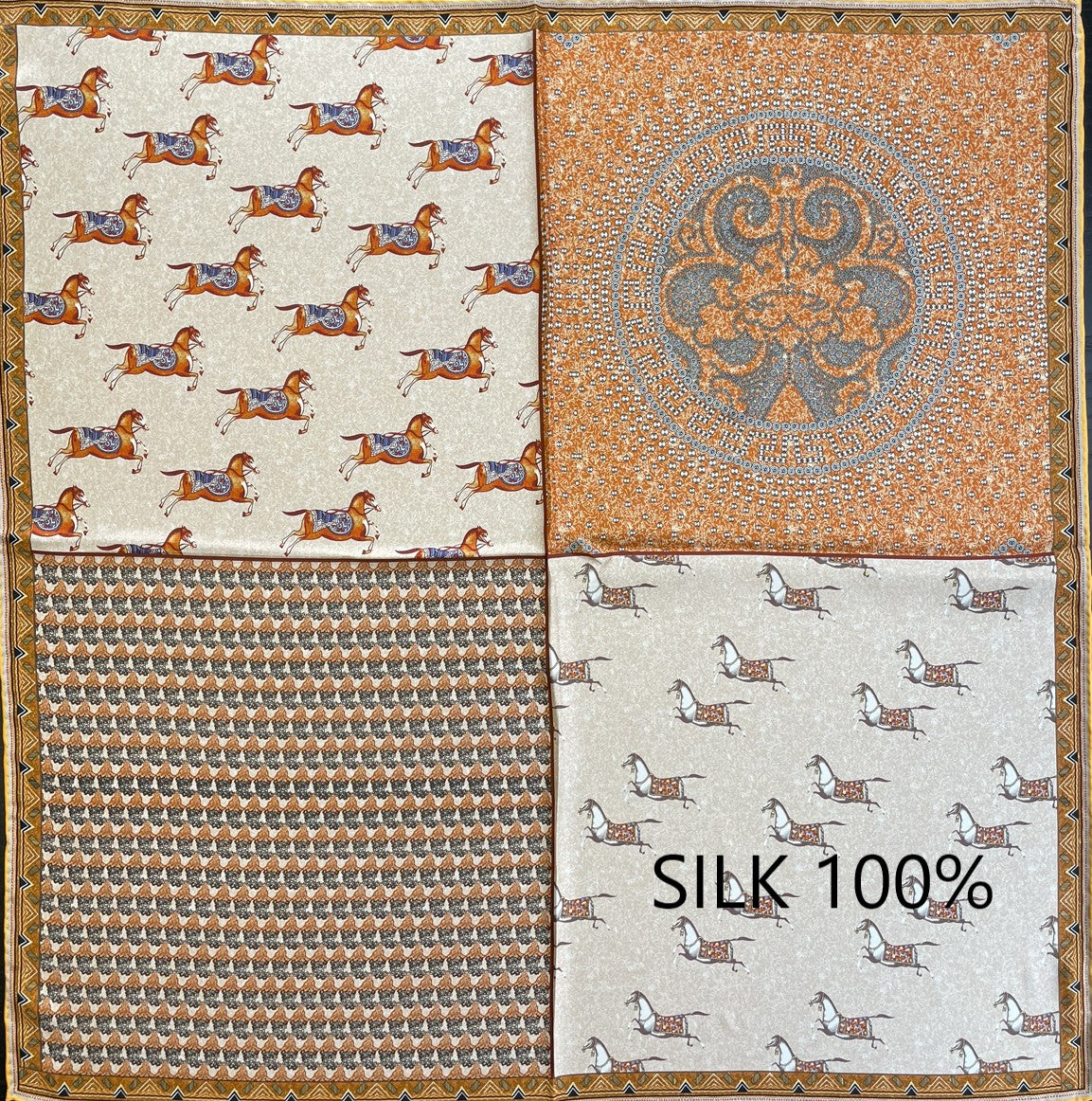 SILK100％  リバーシブルスカーフ 65×65㎝