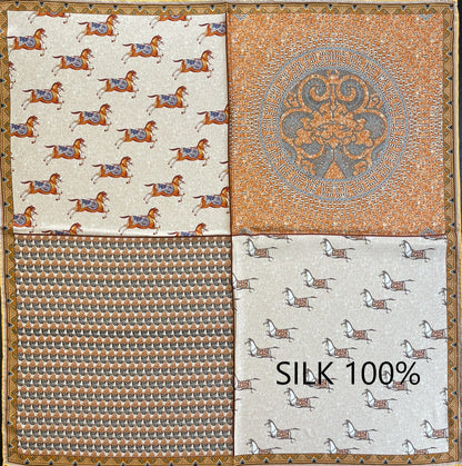 SILK100％  リバーシブルスカーフ 65×65㎝