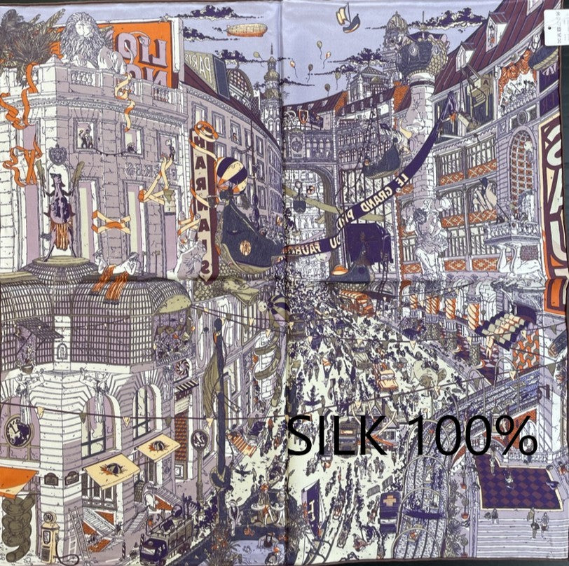 SILK100％  リバーシブルスカーフ 65×65㎝