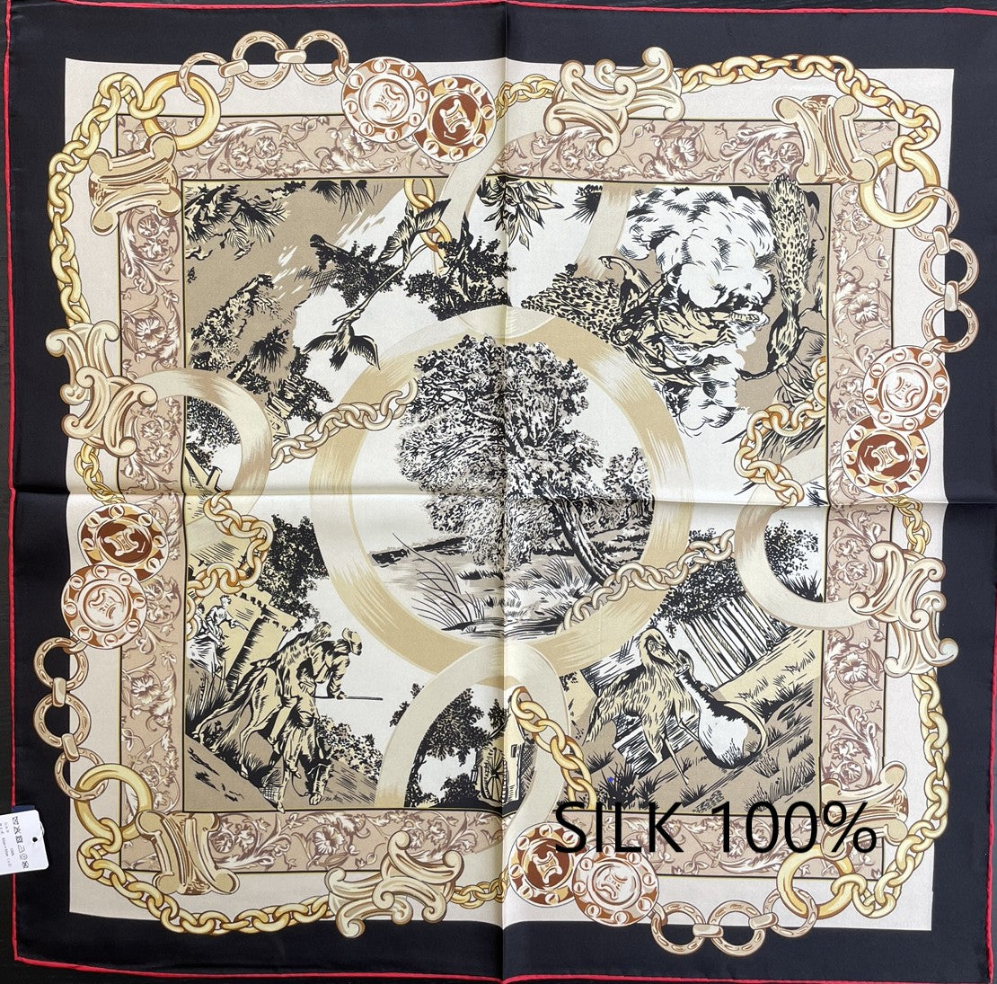 SILK100％  リバーシブルスカーフ 65×65㎝