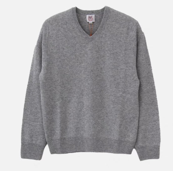 カシミヤ100％   Vネックセーター LIGHT GRAY