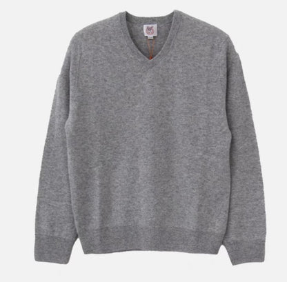 カシミヤ100％   Vネックセーター LIGHT GRAY