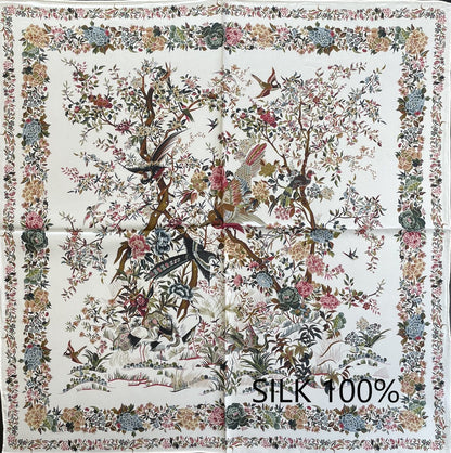 SILK100％  リバーシブルスカーフ 65×65㎝