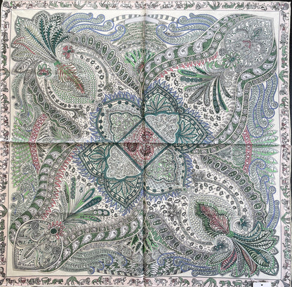 SILK100％  リバーシブルスカーフ 65×65㎝