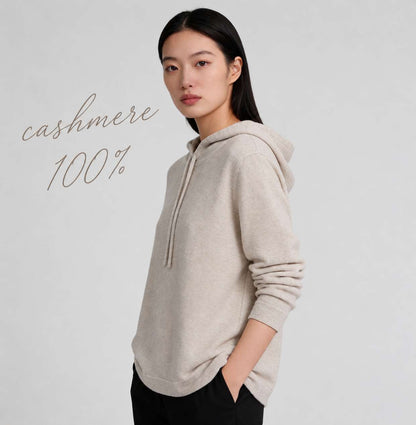 カシミヤ100％   フーデッドニット BEIGE