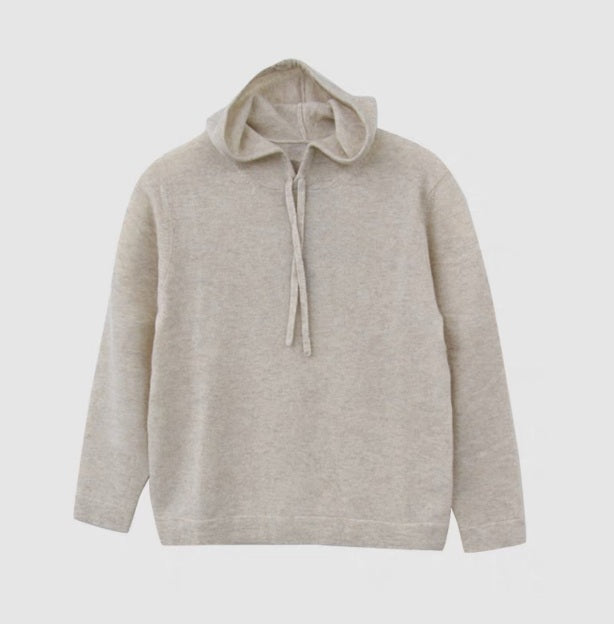 カシミヤ100％   フーデッドニット BEIGE
