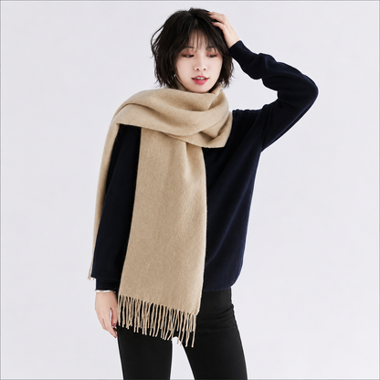 カシミヤ100％   大判マフラー BEIGE