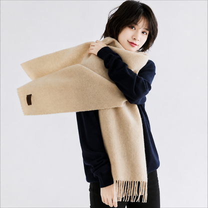 カシミヤ100％   大判マフラー BEIGE