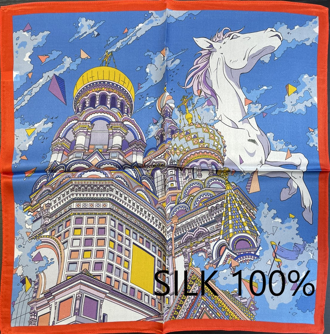 SILK100％  スカーフ 53×53㎝