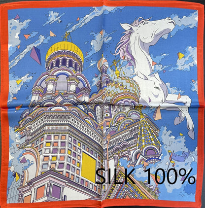 SILK100％  スカーフ 53×53㎝