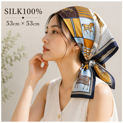 SILK100％  スカーフ 53×53㎝