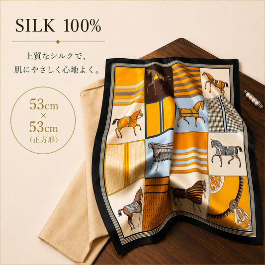 SILK100％  スカーフ 53×53㎝