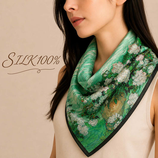 SILK100％  スカーフ 53×53㎝