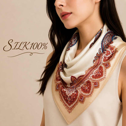 SILK100％  スカーフ 53×53㎝