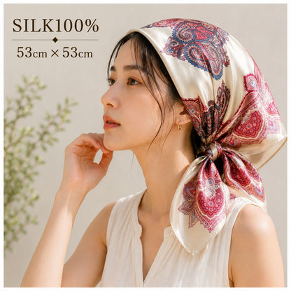 SILK100％  スカーフ 53×53㎝