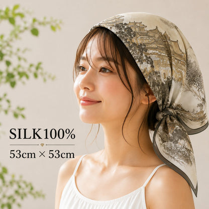 SILK100％  スカーフ 53×53㎝