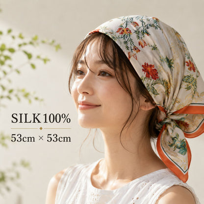 SILK100％  スカーフ 53×53㎝