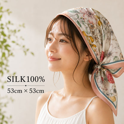 SILK100％  スカーフ 53×53㎝