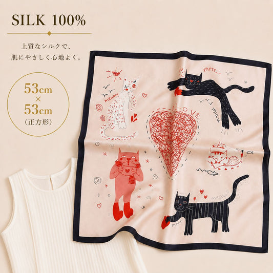 SILK100％  スカーフ 53×53㎝