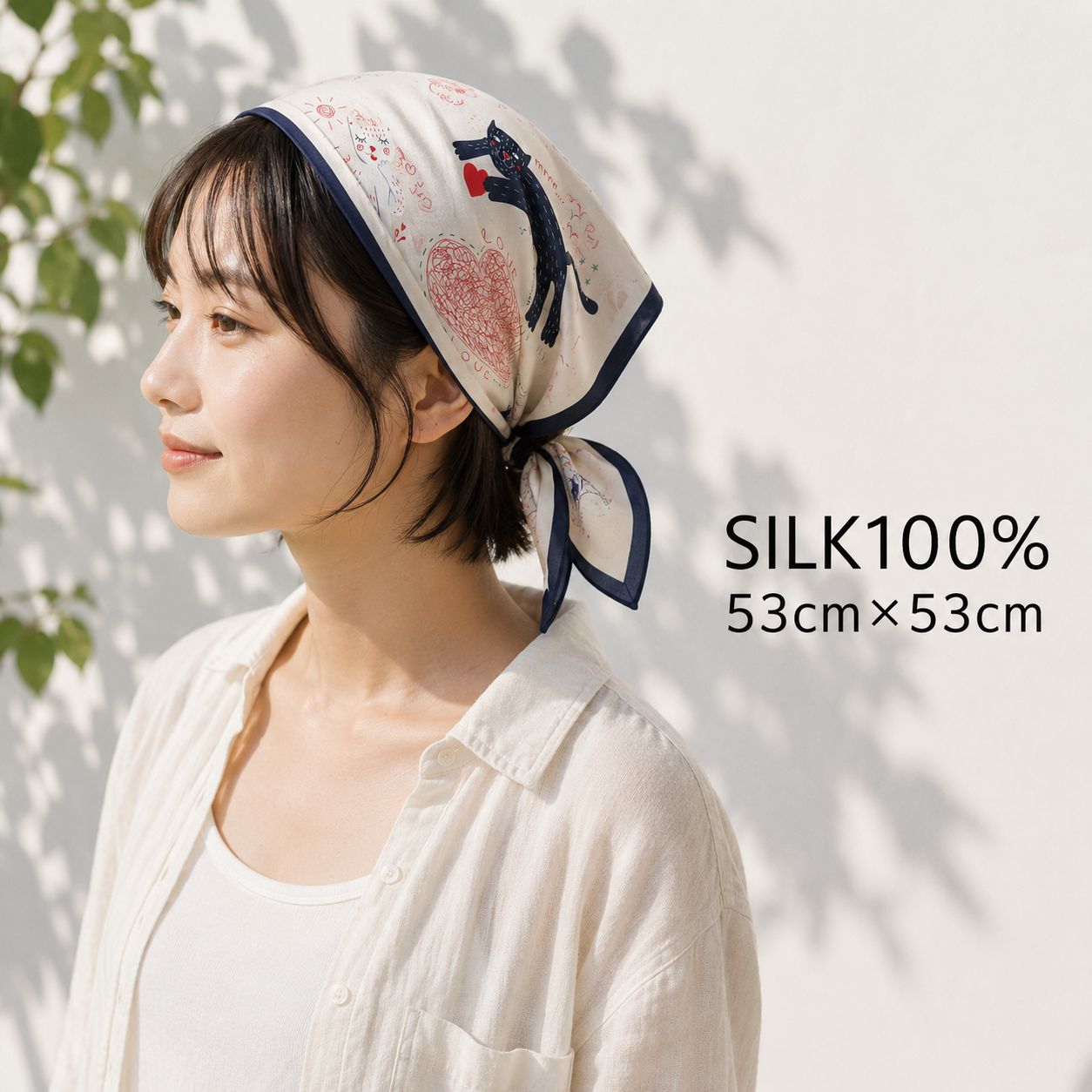 SILK100％  スカーフ 53×53㎝