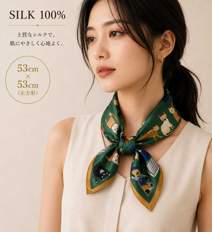 SILK100％  スカーフ 53×53㎝