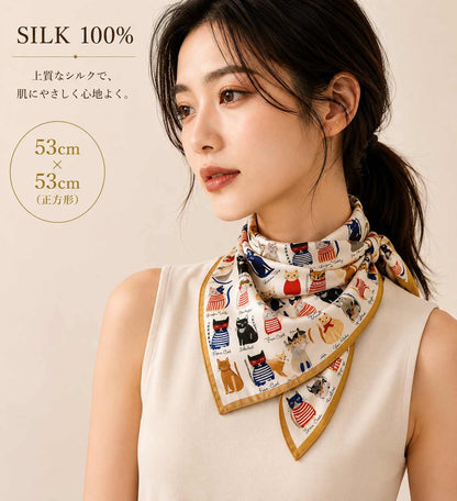 SILK100％  スカーフ 53×53㎝