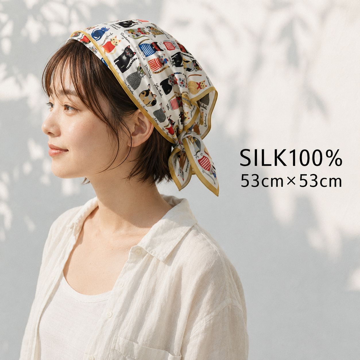SILK100％  スカーフ 53×53㎝