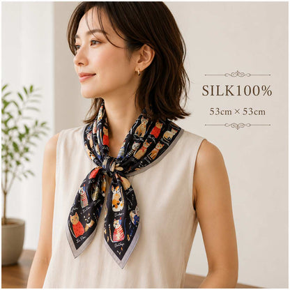 SILK100％  スカーフ 53×53㎝