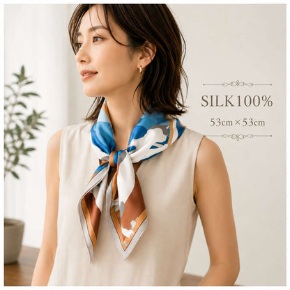 SILK100％  スカーフ 53×53㎝