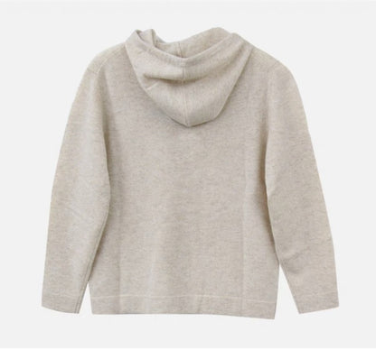 カシミヤ100％   フーデッドニット BEIGE