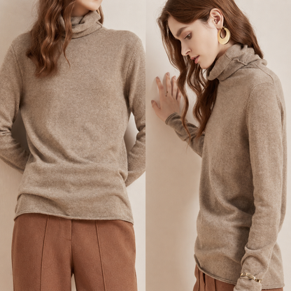 カシミヤ100％   タートルネックセーター BEIGE