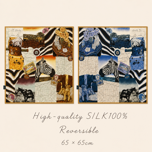 SILK100％  リバーシブルスカーフ 65×65㎝