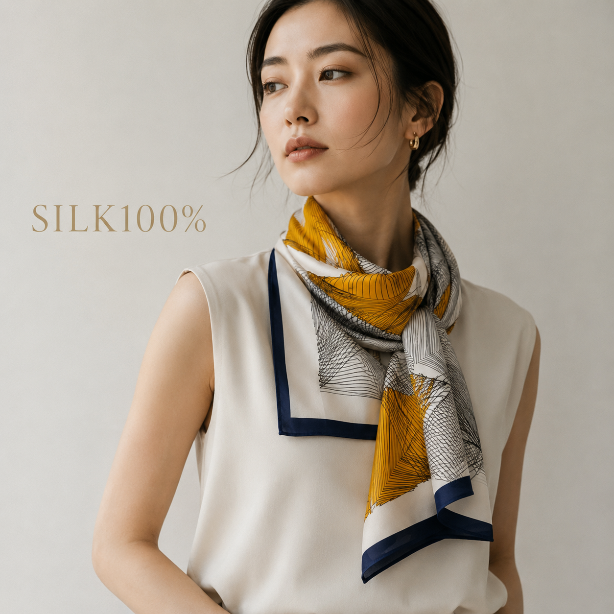 SILK100％  スカーフ 170×53㎝
