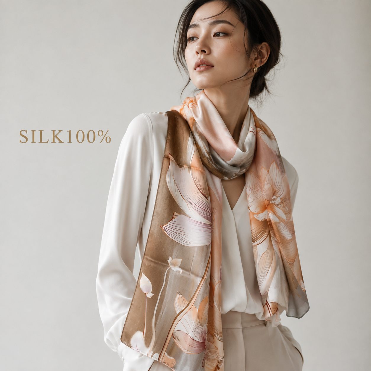 SILK100％  スカーフ 170×53㎝