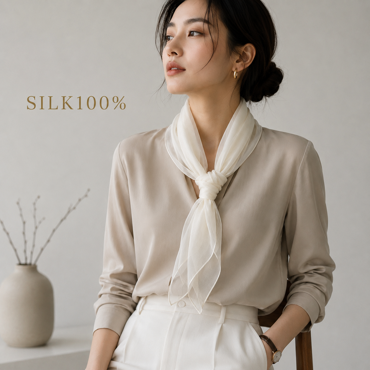 SILK100％  スカーフ63×63㎝