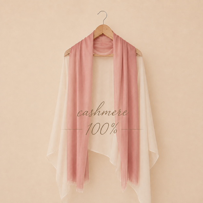 カシミヤ100％   ストール PINK×WHITE