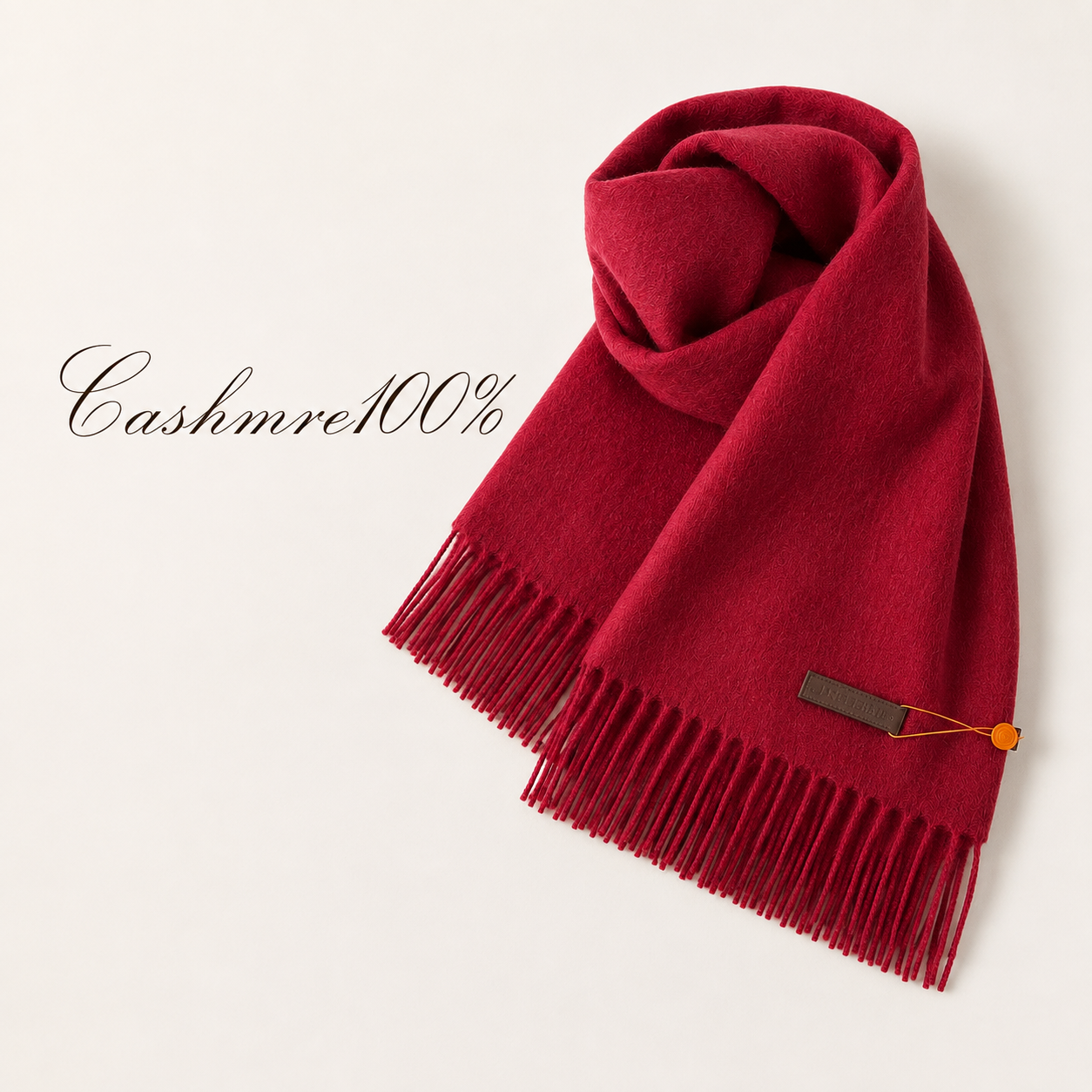 カシミヤ100％   マフラー CRIMSON