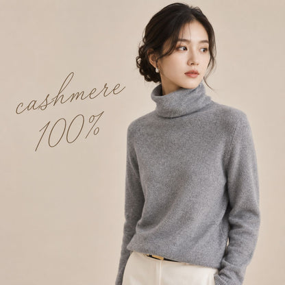 カシミヤ100％   タートルネックセーター GRAY