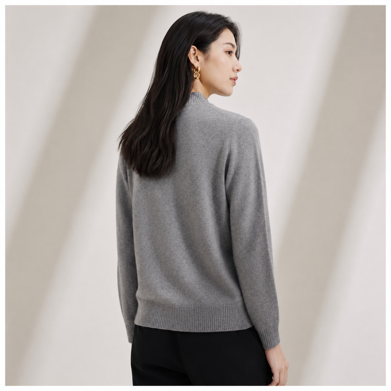 カシミヤ100％   モックネックセーター GRAY