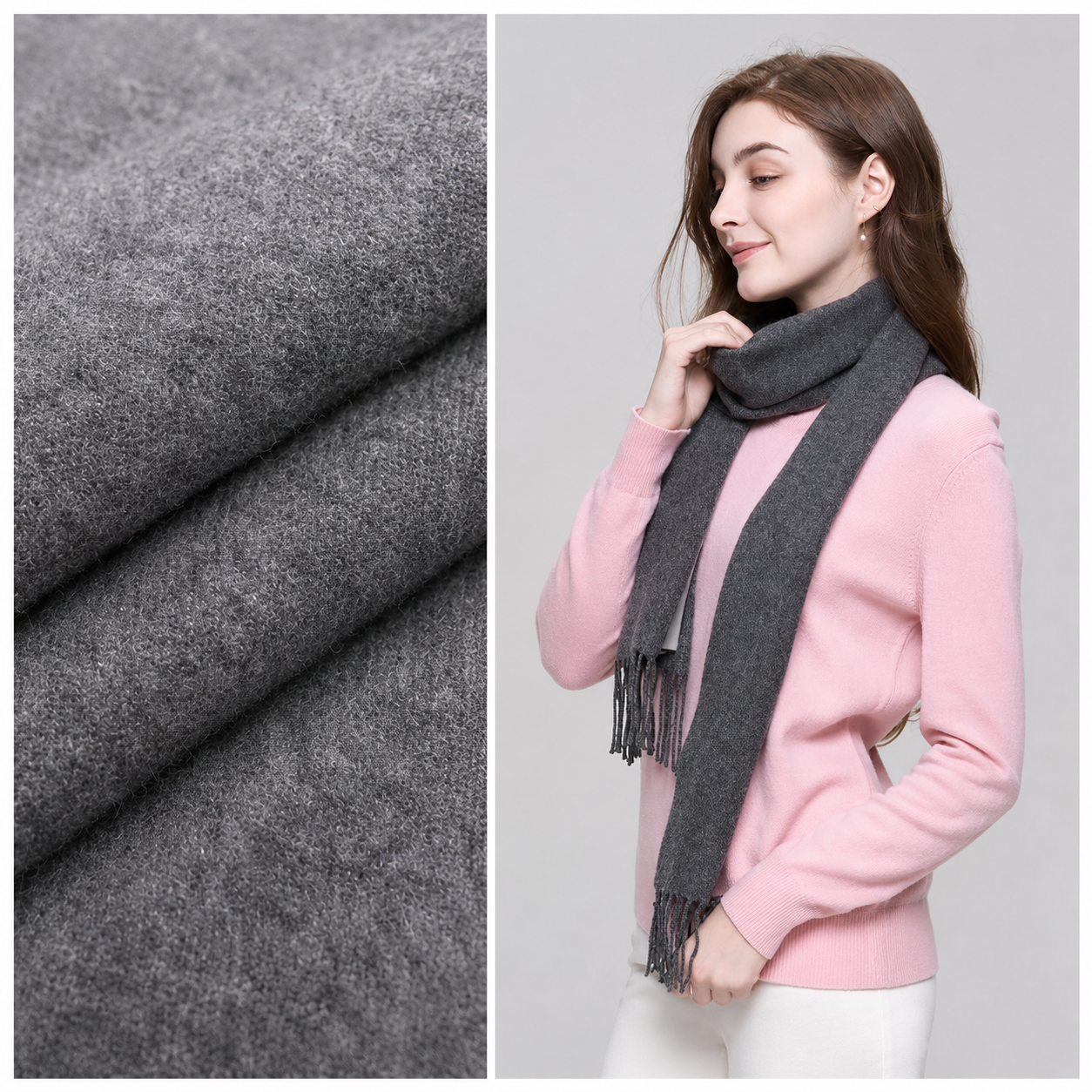カシミヤ100％   マフラー DARK GRAY