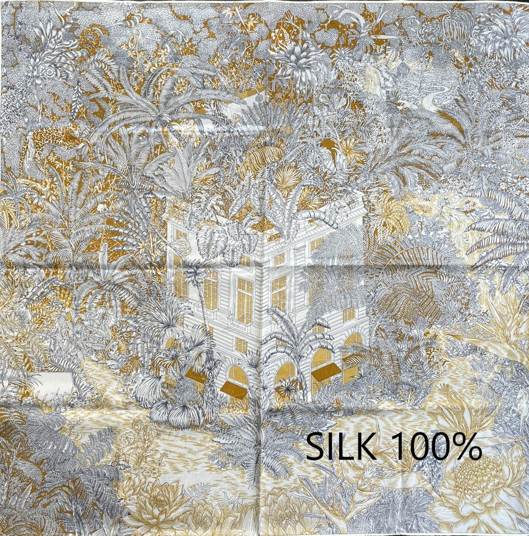 SILK100％  リバーシブルスカーフ 65×65㎝