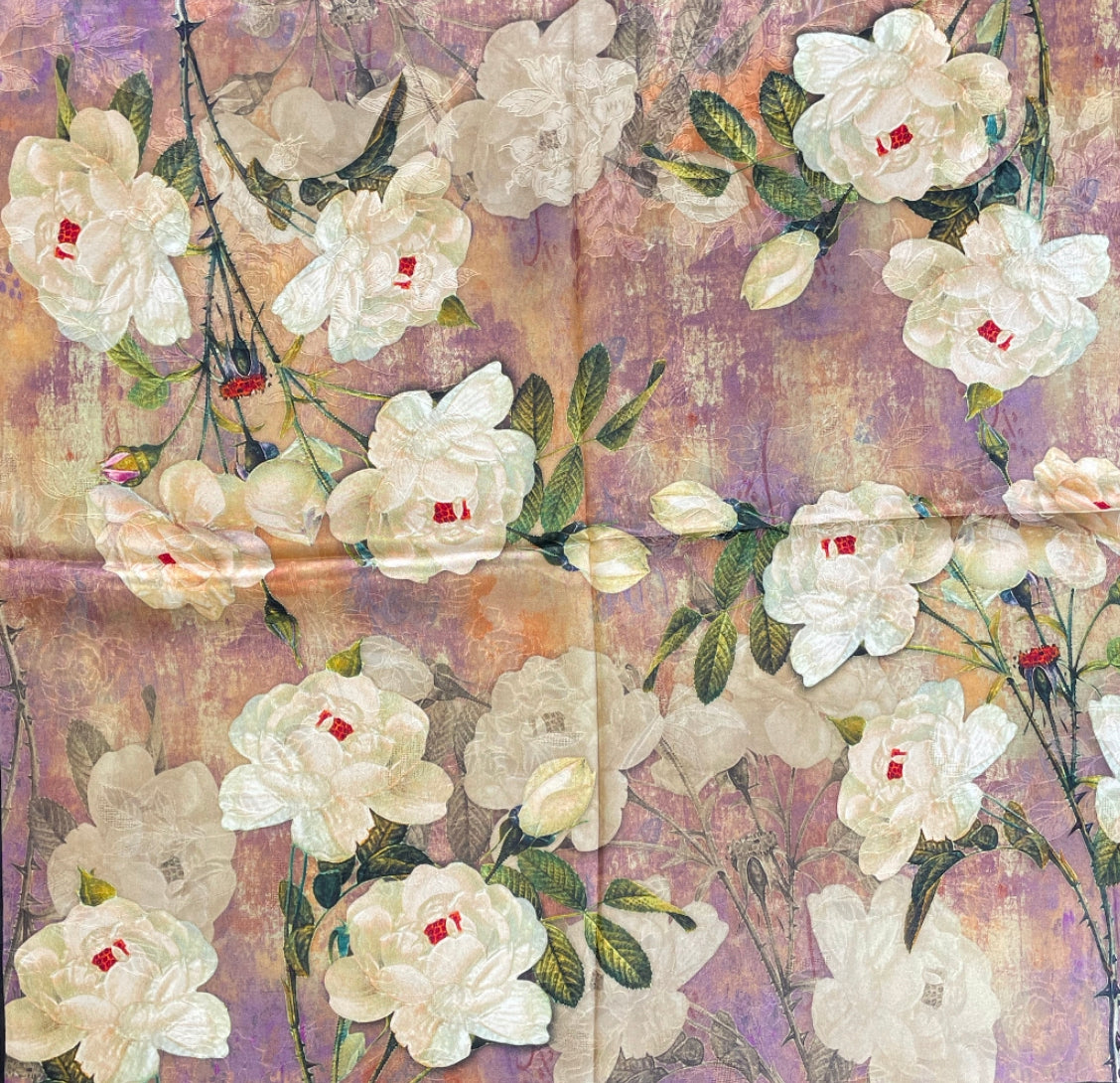 SILK100％  リバーシブルスカーフ 65×65㎝