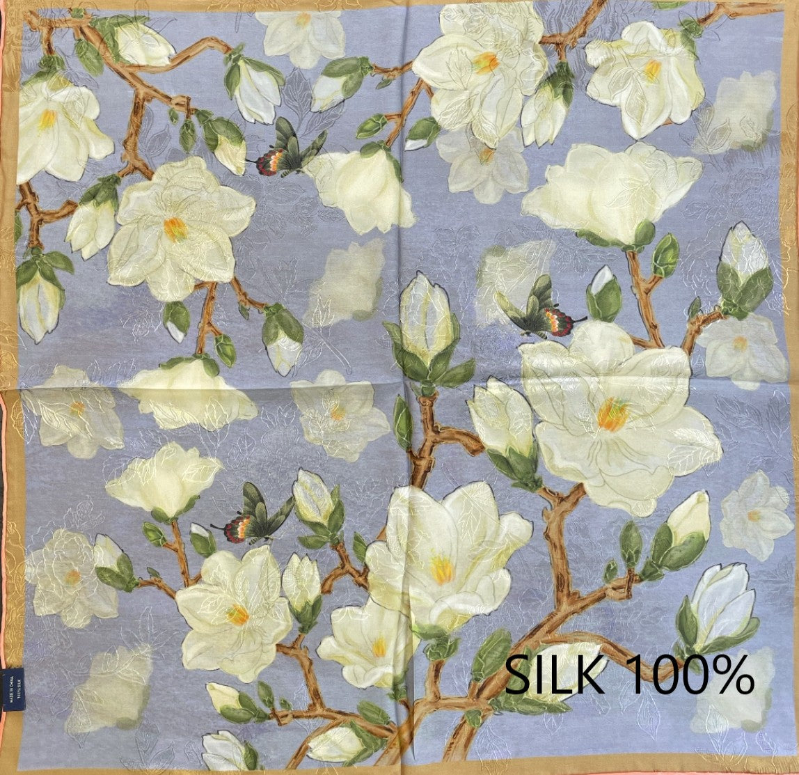 SILK100％  リバーシブルスカーフ 65×65㎝