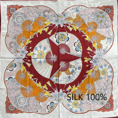 SILK100％  リバーシブルスカーフ 65×65㎝