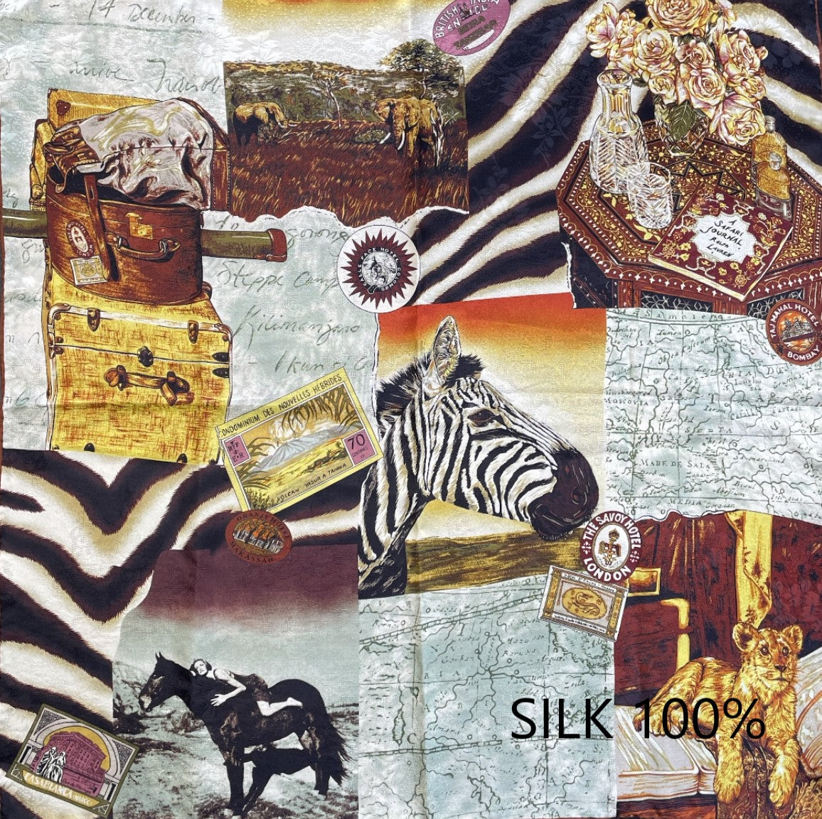 SILK100％  リバーシブルスカーフ 65×65㎝