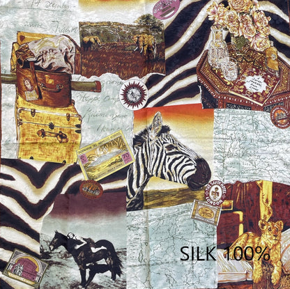 SILK100％  リバーシブルスカーフ 65×65㎝