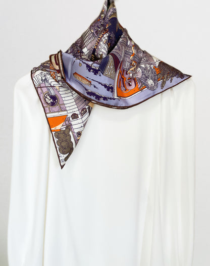 SILK100％  リバーシブルスカーフ 65×65㎝