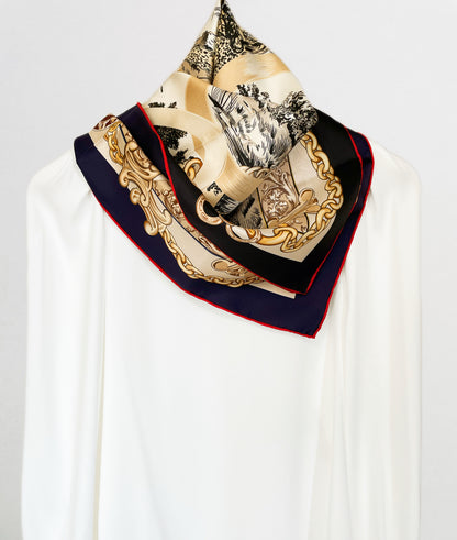 SILK100％  リバーシブルスカーフ 65×65㎝